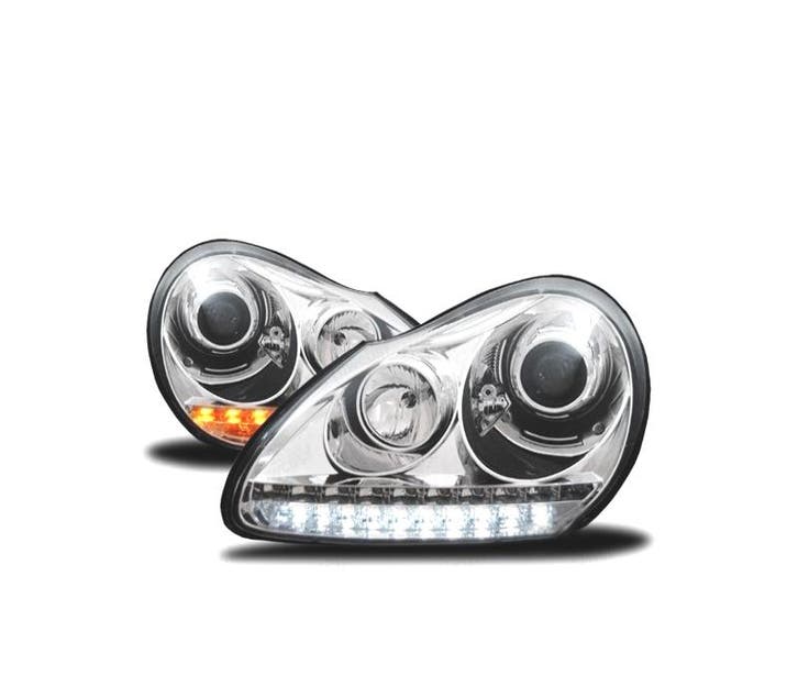 PHARES PORSCHE CAYENNE 03-07 DAYLIGHT FOND CHROMÉ, Auto-onderdelen, Verlichting, Verzenden