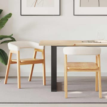 vidaXL Eetstoelen 2 st Massief Rubberhout Naturel 54 x 57 x, Verzenden, Nieuw