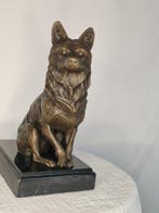 nick - Beeld, Bronzen vos op marmeren voet - 22 cm - Brons,