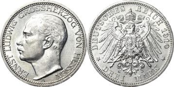 3 Mark 1910 Hessen Ernst Ludwig 1892-1918, Verzenden, België