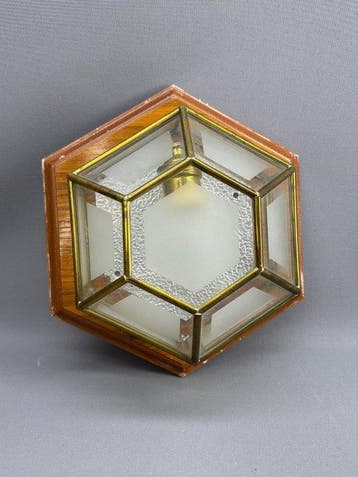 Applique murale - Laiton, Verre, Bois - Élégant : Vintage