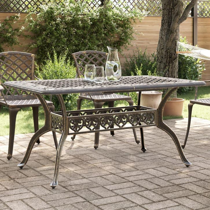 vidaXL Tuintafel 150x90x72 cm gietaluminium bronskleurig, Tuin en Terras, Tuintafels, Nieuw, Verzenden