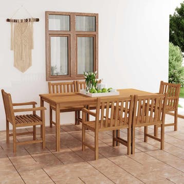 vidaXL 7-delige tuinset 180x90 cm massief teakhout, Verzenden, Nieuw, Tuinset