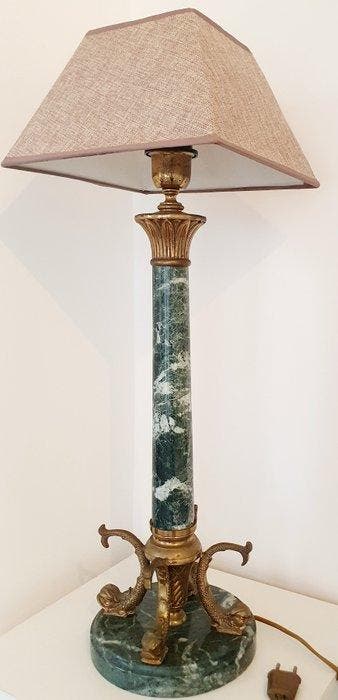 Lamp - Marmer, Messing, Brons - Impero kolomlamp, Antiek en Kunst