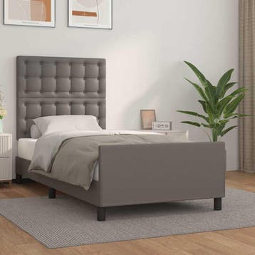 vidaXL Bedframe met hoofdbord kunstleer grijs 80x200 cm, Verzenden