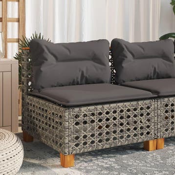 vidaXL Tuinbank zonder armleuning met kussens poly rattan, Verzenden