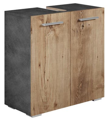 Wastafelkast Jupiter 60 x 30 x 60 cm Kastanje Eiken Grijs, Verzenden, Nieuw
