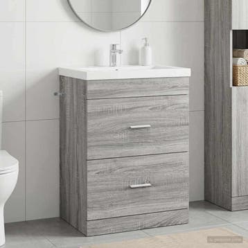 vidaXL Badkamer Onder Het Wastafel Kast Grijs Sonoma 56 x, Verzenden, Nieuw