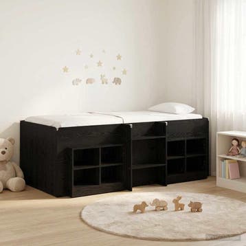 vidaXL Loft Bed Frame met Kast met plank 3 st Zwart eiken, Huis en Inrichting, Slaapkamer | Bedden, Verzenden, Nieuw