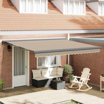 vidaXL Uitschuifbare luifel Beige 400 × 300 cm Stof en, Verzenden, Nieuw