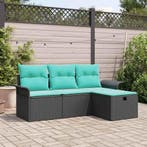 vidaXL Tuinbank Set met kussen met opslag 4 pcs Poly rattan, Verzenden