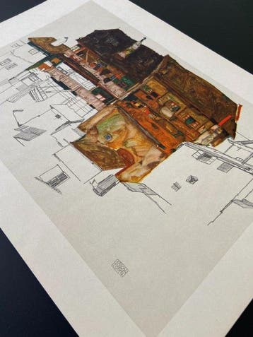 Egon Schiele (1890-1918), after - Alte Häuser in Krumau