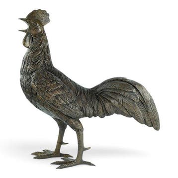 sculptuur, Crowing Rooster - 50 cm - Brons
