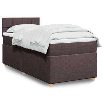 vidaXL Boxspring met matras stof donkerbruin 80x200 cm, Verzenden, Nieuw