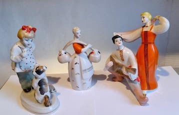 Polonne ZHK - Beeldje - 3 vintage figuren - Sovjetperiode -