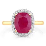 Ring - 14 karaat Geel goud - 4.55ct. tw. Robijn - Diamant -