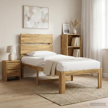 vidaXL Eenpersoonsbed met hoofdbord ROSTOCK Wit 100 x 200 cm, Verzenden