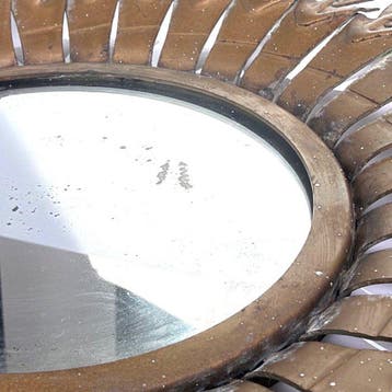 Spiegel- Sculpturale bladdecoratie - gouden-bronzen