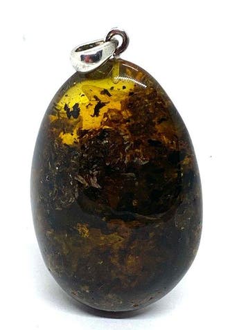 Echte Baltische Amberhanger met bosinclusies en 925 zilver -