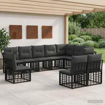 vidaXL Buiten bank set Zwart Polyester, Tuin en Terras, Verzenden, Nieuw