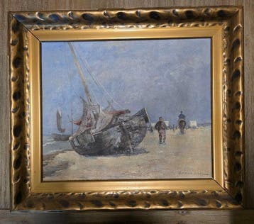 German Grobe (1857-1938) - Boot op strand