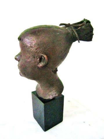 Grassi - Buste, Portrait de fillette au catogan - 17 cm -