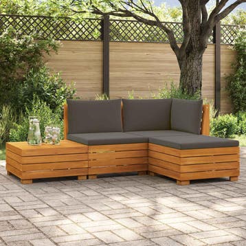 vidaXL 4 st Buiten bank set Massief Acacia Hout Bruin, Tuin en Terras, Verzenden, Nieuw