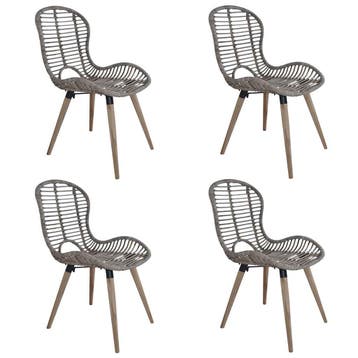 vidaXL Eetkamerstoelen 4 st natuurlijk rattan bruin, Huis en Inrichting, Verzenden, Nieuw