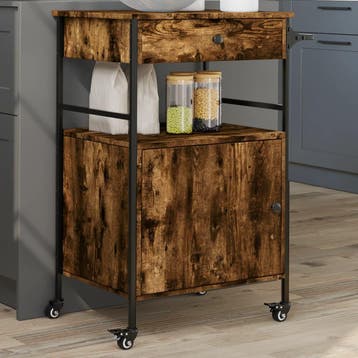 vidaXL Keukentrolley 56x43x89,5 cm bewerkt hout gerookt, Verzenden
