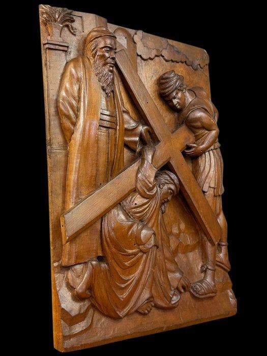 M. Battista - sculptuur, V stazione di Via Crucis - 36.5 cm, Antiquités & Art, Art | Art non-occidental