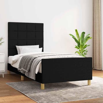 vidaXL Bedframe zonder matras 90x200 cm stof zwart, Verzenden