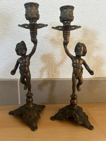 Kandelaar (2) - Brons, Messing