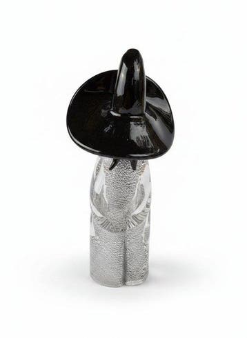 Beeldje, Homme Mexicain - 22 cm - Muranoglas, Bladzilver
