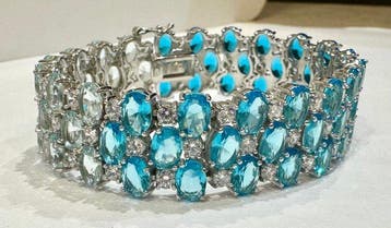 Zonder minimumprijs - Armband Zilver - 6.30ct. tw. Saffier -, Nieuw
