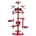 vidaXL Kattenkrabpaal met sisal krabpalen 203 cm rood en wit, Verzenden, Nieuw
