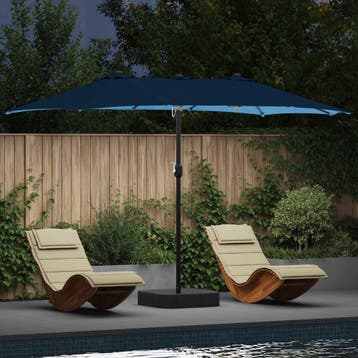vidaXL Tuinparasol 385 x 209 x 244 cm Polyester Azuurblauw, Verzenden, Nieuw