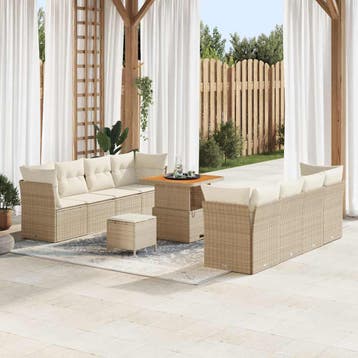 vidaXL Tuinbank Set 11 st 8-Aantal zitplaatsen Beige en, Tuin en Terras, Verzenden, Nieuw