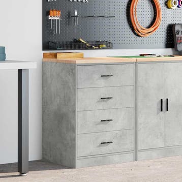 vidaXL Garagekast 60x51x85 cm massief grenenhout betongrijs, Verzenden