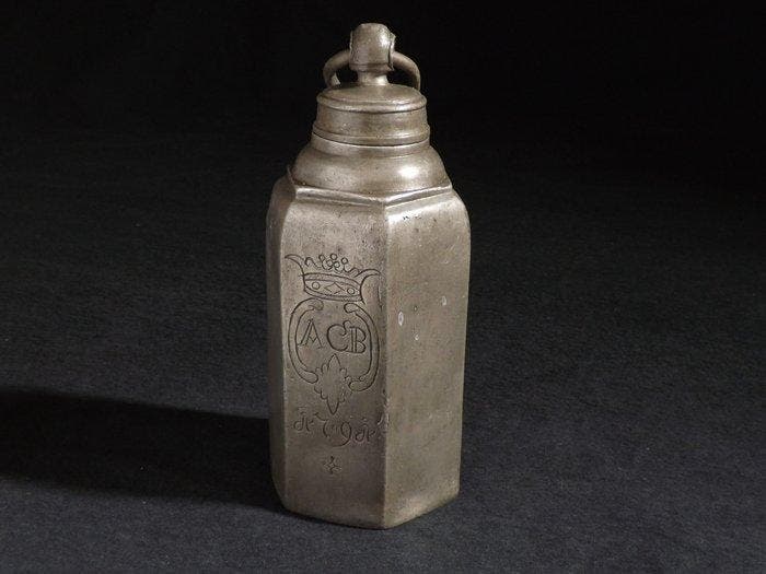 Conteneur - Étain (Pewter) - XIXe siècle Étain/Bouteille ACB, Antiquités & Art, Antiquités | Autres Antiquités