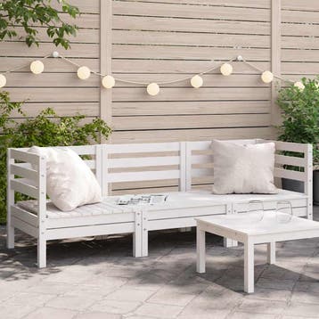 vidaXL Tuinbank 3-zits massief grenenhout wit, Tuin en Terras, Verzenden, Nieuw