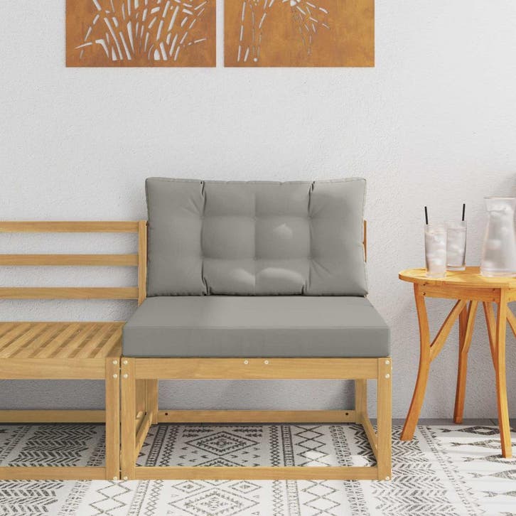 vidaXL Buiten Midden Sofa Polyester Wit, Tuin en Terras, Tuinsets en Loungesets, Nieuw, Verzenden