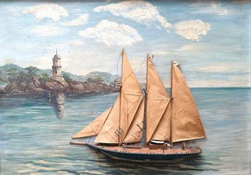 Relief, Diorama goletta - 31 cm - Bois, Papier