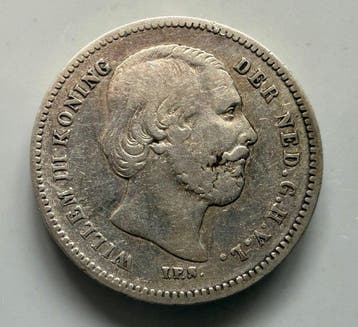 Nederland. Willem III. 25 cent 1890, schaars (Zonder, Postzegels en Munten
