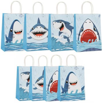 Fako Bijoux - 12 Papieren Uitdeeltasjes Haaien - 15x8x21cm -, Diversen, Verzenden, Nieuw