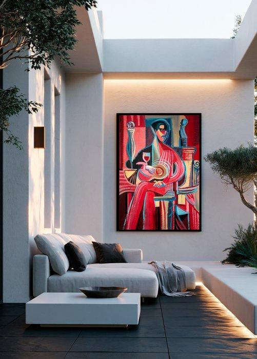 E. Pérez Lezcano - Hombre Rojo Sentado XL (No Reserve), Antiquités & Art, Art | Peinture | Moderne
