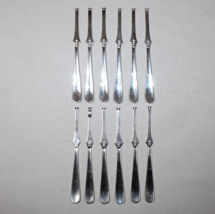 Christofle - Vork (12) - Verzilverd - Kreeftenvork Model Dax, Antiquités & Art, Antiquités | Meubles | Tables