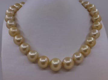 Collier - 14 carats Or jaune, Perles dorées des Mers du Sud