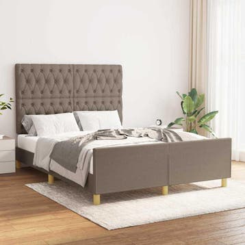 vidaXL Bedframe zonder matras stof taupe 140x190 cm, Verzenden, Nieuw