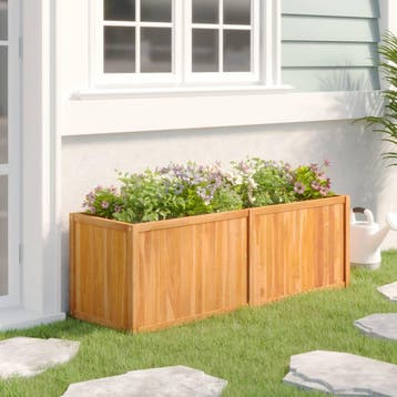 vidaXL Plantenbak verhoogd 150x50x50 cm massief teakhout, Tuin en Terras, Verzenden, Nieuw
