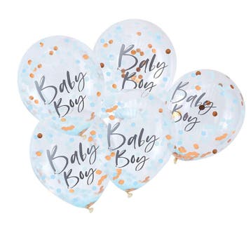Blauwe Confetti Ballonnen Baby Boy 30cm 5st, Verzenden, Nieuw